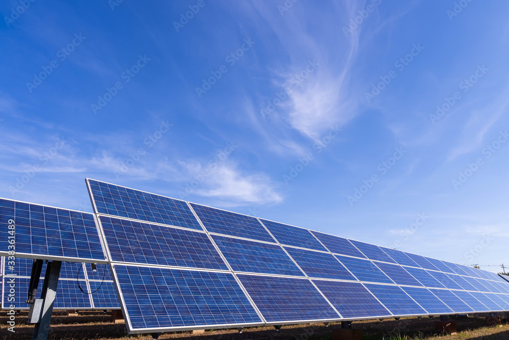 The view of the solar farm(solar panel), alternative electricity source, this's the sun tracking systems, Photovoltaic module idea for clean energy production to protect the environment The view of the solar farm(solar panel), alternative electricity source, this's the sun tracking systems, Photovoltaic module idea for clean energy production to protect the environment