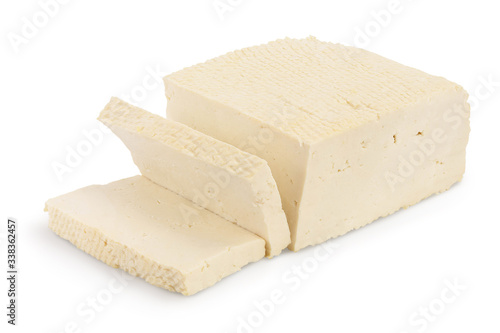 tofu cheese isolated on white background with clipping path and full depth of field,