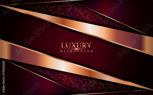 Luxury dark red background combine with golden bronze lines element.