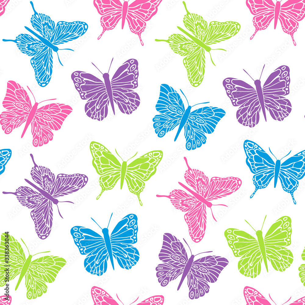 Butterfly seamless pattern vintage style.Design for covers,fabric,textile.Summer background.