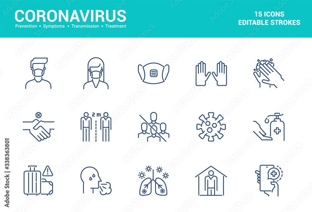 Flat line icons design-Coronavirus Flat line icons design-Coronavirus