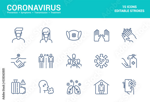 Flat line icons design-Coronavirus