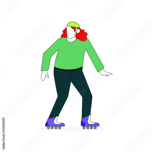 skating boy simple minimalist vector illustration 
