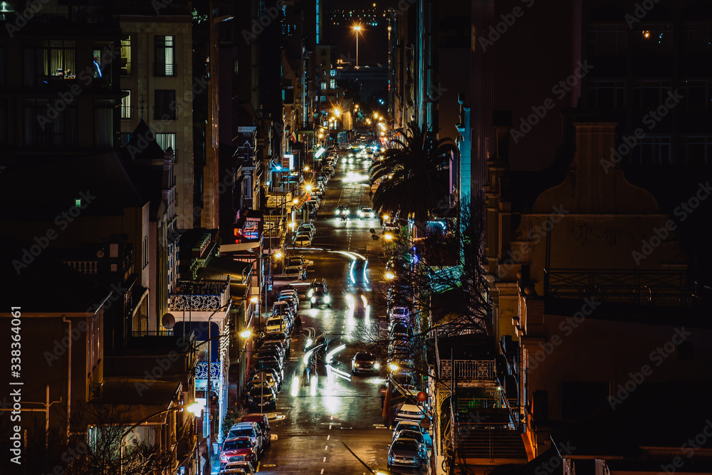 Fototapeta premium Long street at night, Cape Town, South Africa