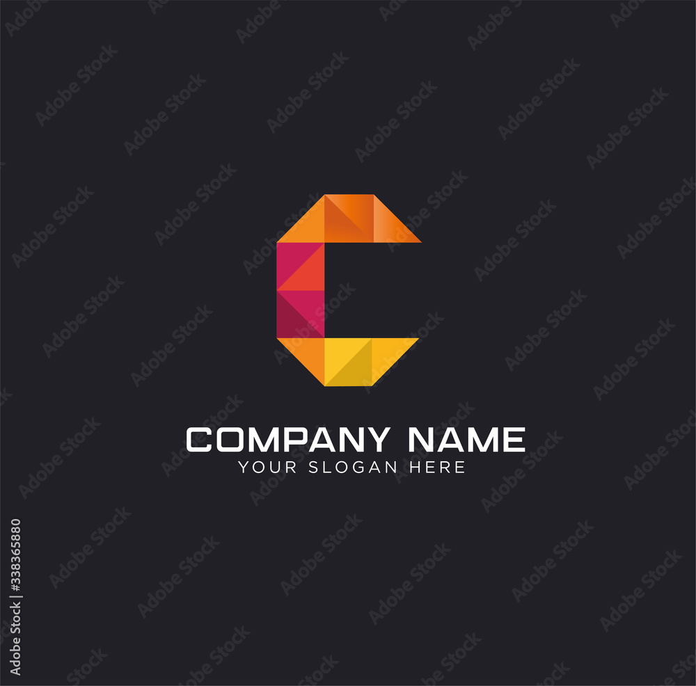 colorful C  icon Illustration Logo Template