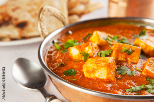 Paneer Tikka Masala curry with roti, Indian food
