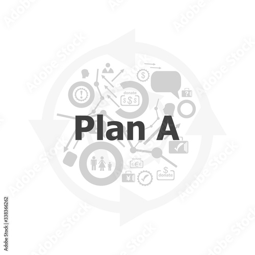 The word plan a on digital screen, business concept . Icon and button set