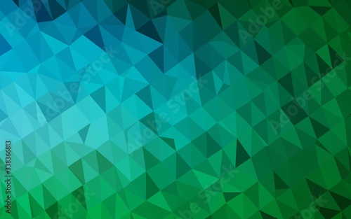 Light Blue, Green vector triangle mosaic cover. An elegant bright illustration with gradient. Template for your brand book.