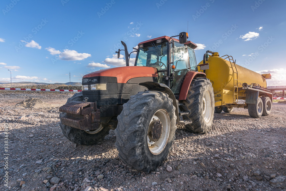 Obraz premium Building a road. Auxiliary machinery for construction