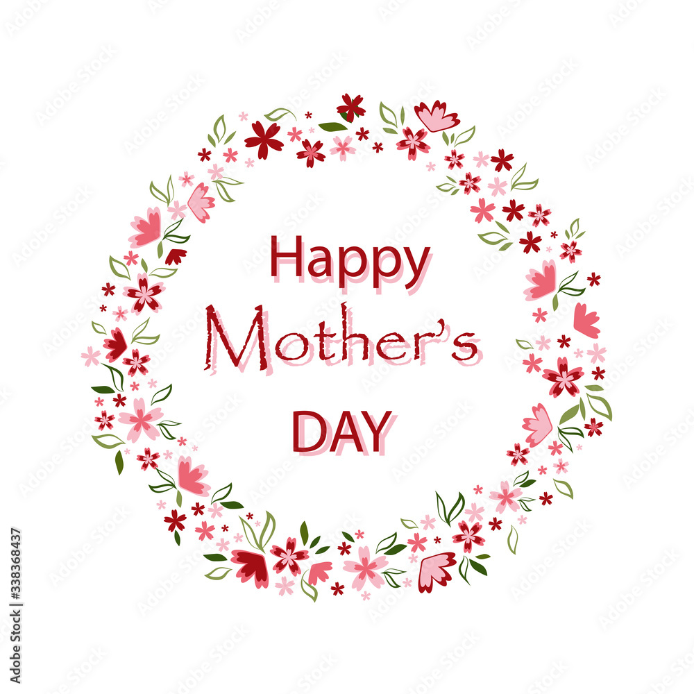 Happy mother's day card. Bright spring concept illustration with flowers in vector. I love you Mum retro background