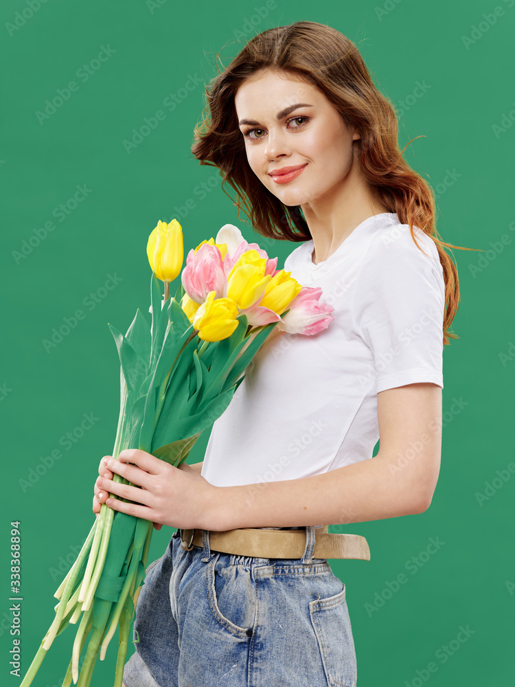 woman with tulips woman with tulips