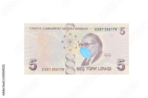 5 TL Banknote with Medical Face Mask to be Protected against COVID-19    