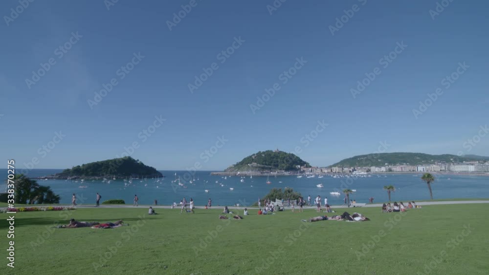 Beautiful panoramic view of San Sebastian from Miramar palace on sunny day Beautiful panoramic view of San Sebastian from Miramar palace on sunny day