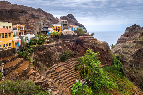 Fontainhas village and terrace fields in Santo Antao island, Cape Verde photo