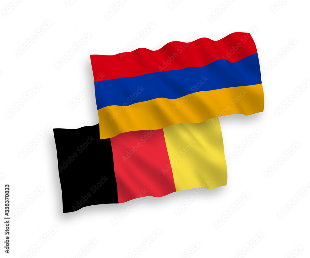 Flags of Belgium and Armenia on a white background Flags of Belgium and Armenia on a white background