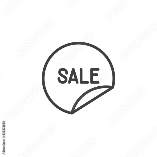 Sale promotional sticker line icon. Price tag linear style sign for mobile concept and web design. Circle sale emblem label outline vector icon. Symbol, logo illustration. Vector graphics