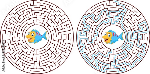 Lost city maze for kids with a solution