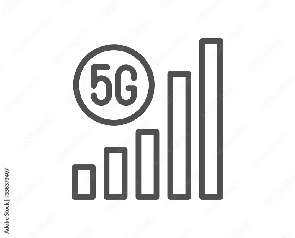 5g wifi signal quality line icon. Wireless technology sign. Mobile internet symbol. Quality design element. Editable stroke. Linear style 5g wifi icon. Vector 5g wifi signal quality line icon. Wireless technology sign. Mobile internet symbol. Quality design element. Editable stroke. Linear style 5g wifi icon. Vector
