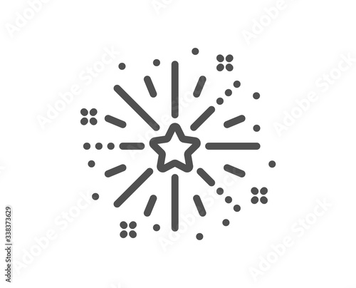 Fireworks explosion line icon. Pyrotechnic salute sign. Carnival celebration lights symbol. Quality design element. Editable stroke. Linear style fireworks explosion icon. Vector