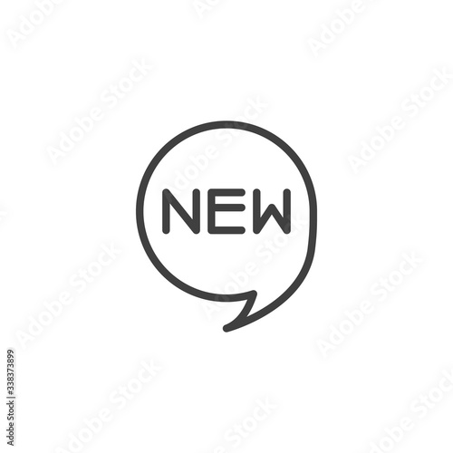 Free Download New inscription in speech bubble line icon. linear style sign for mobile concept and web design. New offer message outline vector icon. Symbol, logo illustration. Vector graphics - GFXLoad