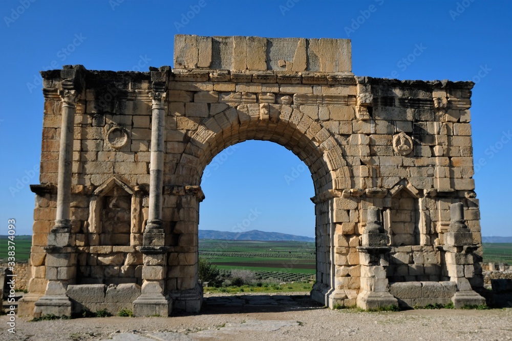 Arch of the roman town in Morocco .