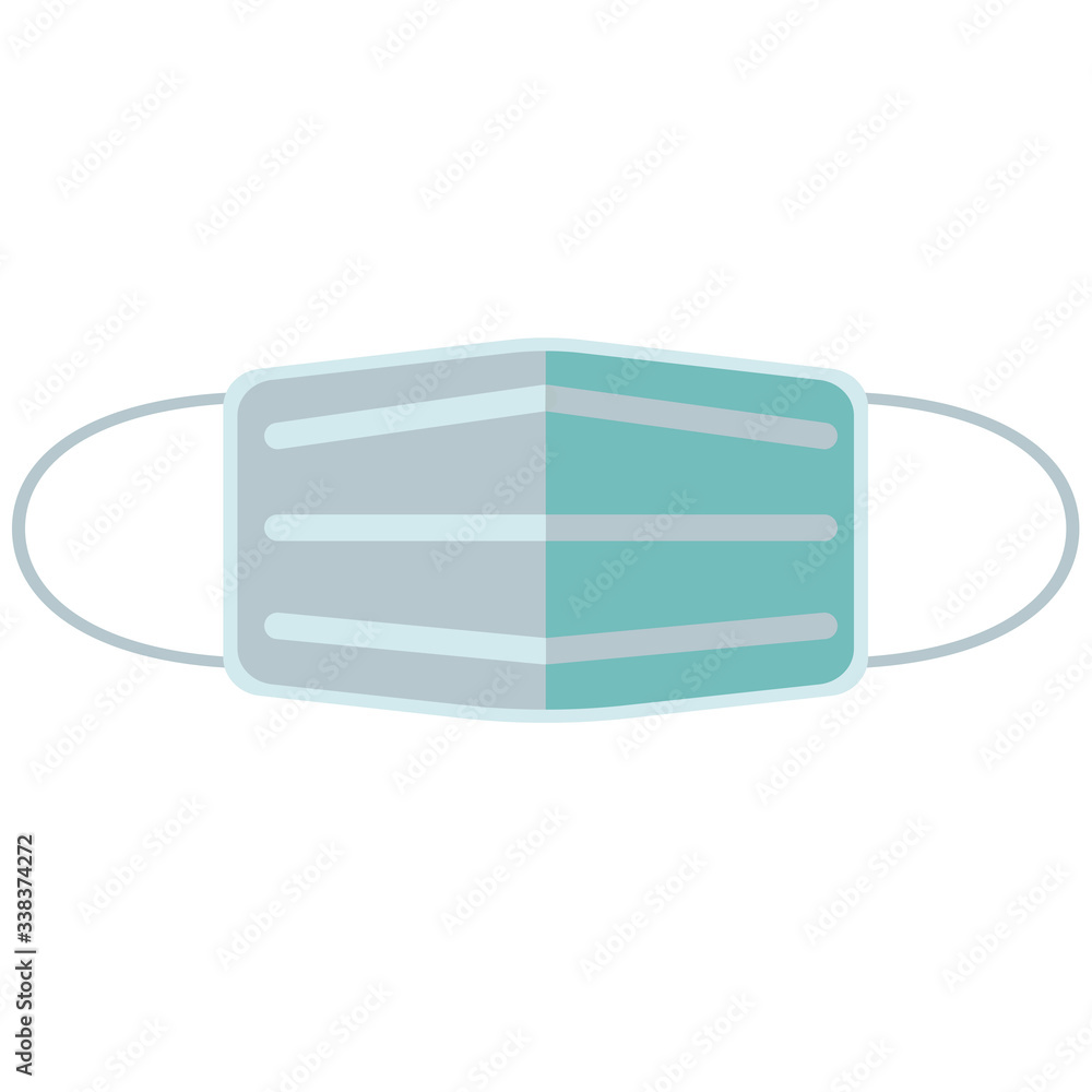 Obraz premium Medical mask N95. Icon protective respiratory mask. COVID-19 protection. Methods to prevent transmission of infection, virus, coronavirus, influenza. Protective respiratory mask. Flat design vector