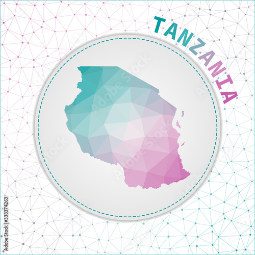 Vector polygonal Tanzania map. Map of the country with network mesh background. Tanzania illustration in technology, internet, network, telecommunication concept style. Modern vector illustration.