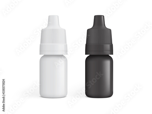 white and black jar for medicinal drops isolated on a white background  mock up