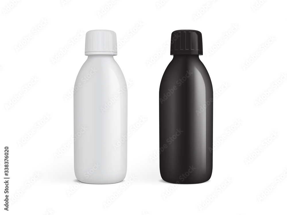 white and black plastic jar for drugs isolated on white background white and black plastic jar for drugs isolated on white background