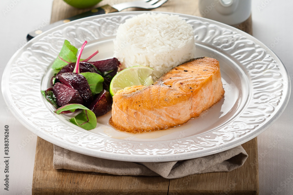 fish steak with vegetables and beetroot fish steak with vegetables and beetroot