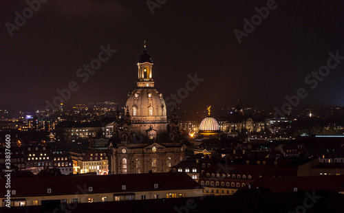 Dresden city, night, frauenkirche, citron, saxony, germany