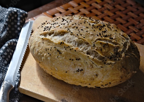 Homemade black cumin bread.