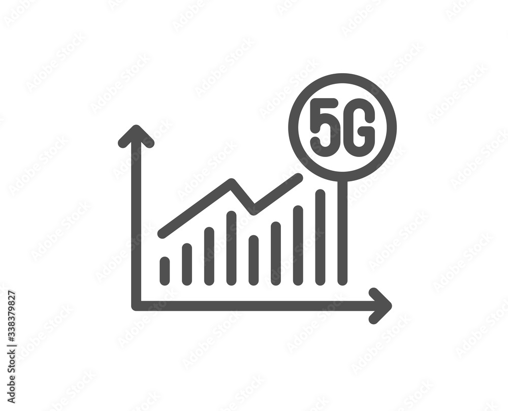 5g statistics line icon. Wireless technology sign. Wifi internet graph symbol. Quality design element. Editable stroke. Linear style 5g statistics icon. Vector 5g statistics line icon. Wireless technology sign. Wifi internet graph symbol. Quality design element. Editable stroke. Linear style 5g statistics icon. Vector