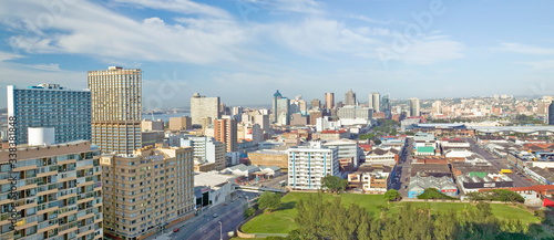 Panoramic aerial view of Durban, South Africa skyline