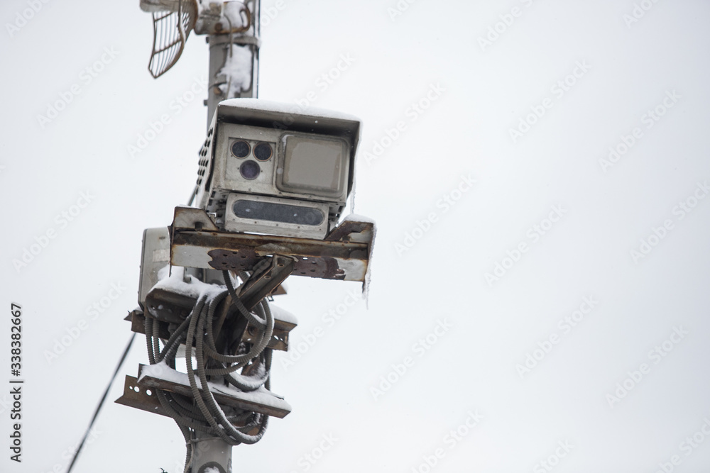Radar speed control camera on the road Radar speed control camera on the road