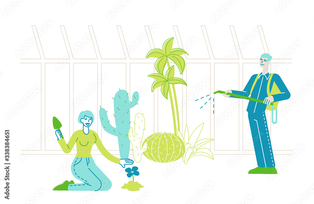 Φωτογραφία Characters Grow, Planting and Caring of Plants in Garden Greenhouse