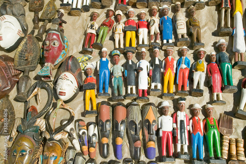 Brightly colored wooden Colonial Dolls in Cape Town, South Africa