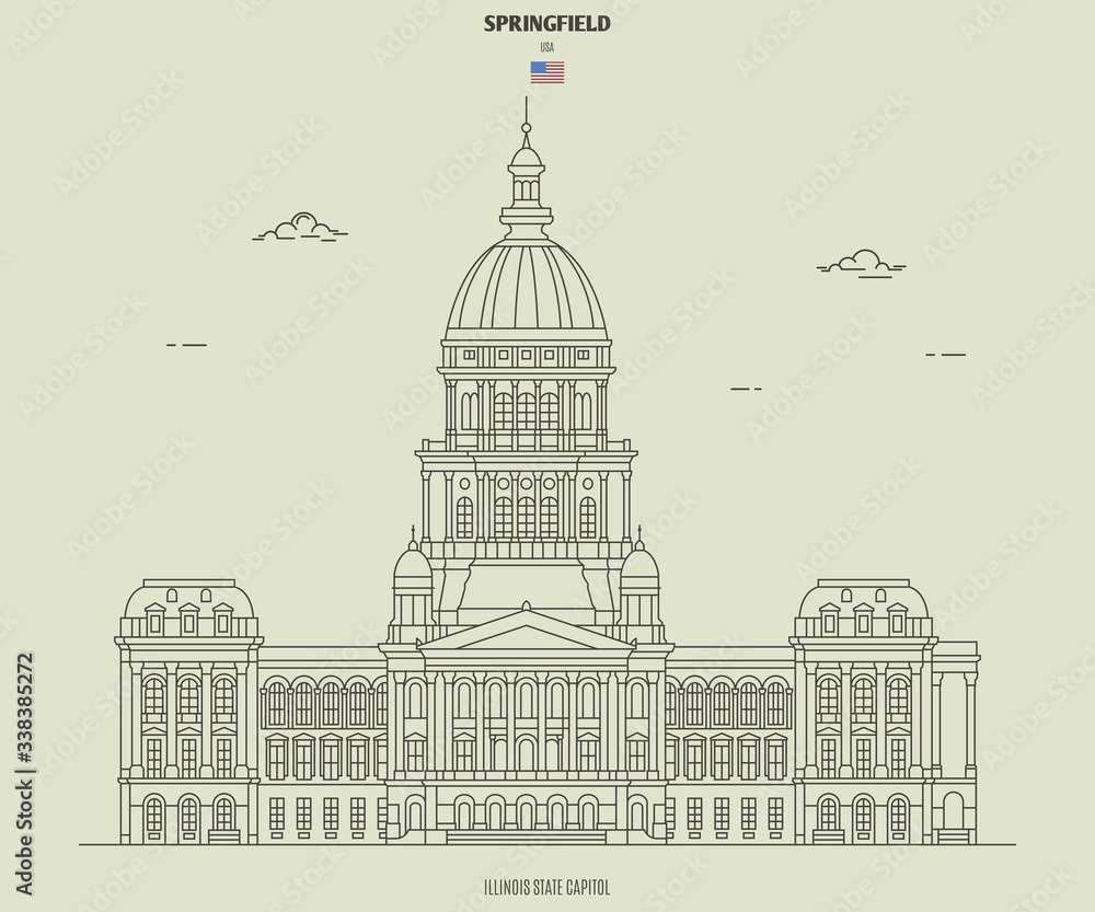 Illinois State Capitol in Springfield, USA. Landmark icon