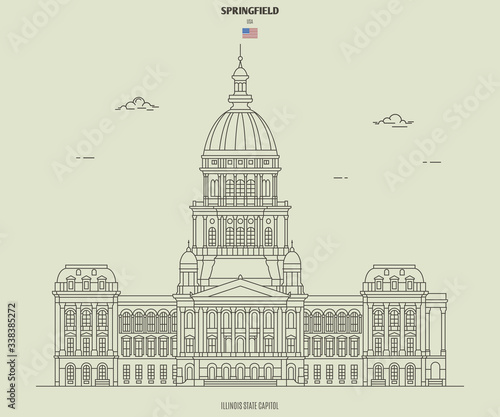 Illinois State Capitol in Springfield, USA. Landmark icon photo