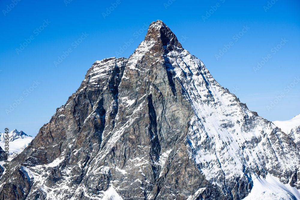 Naklejka premium Detailed shot of the East Face of the Matterhorn