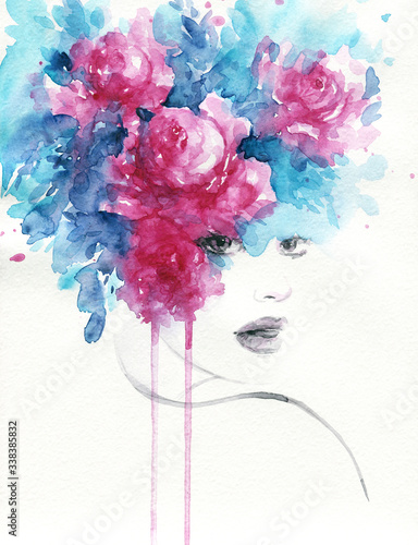 Fototapeta abstrakcja kwiaty we włosach