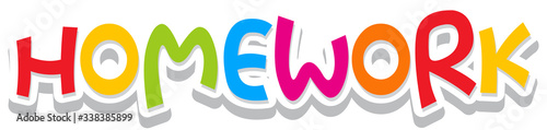 Font design for word homework on white background