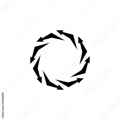 Vector arrows in a circle, vicious circle, infinity sign, reloader icon, black sign isolated on white background. photo