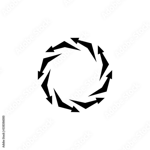 Vector arrows in a circle, vicious circle, infinity sign, reloader icon, black sign isolated on white background.