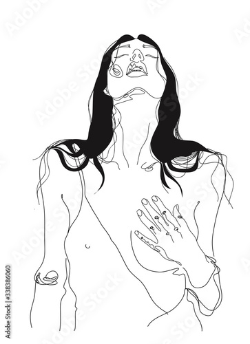 Woman body line art illustration. Minimalist people icon. Nude woman silhouettes for hygiene, health and body care. Minimalist print