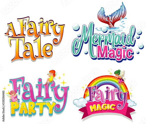 Font design for four different phrases related to fairy tale