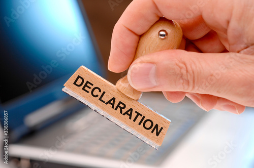 declaration printed on rubber stamp photo