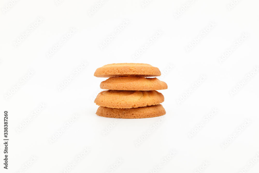 Butter-flavored cookies on white background Butter-flavored cookies on white background