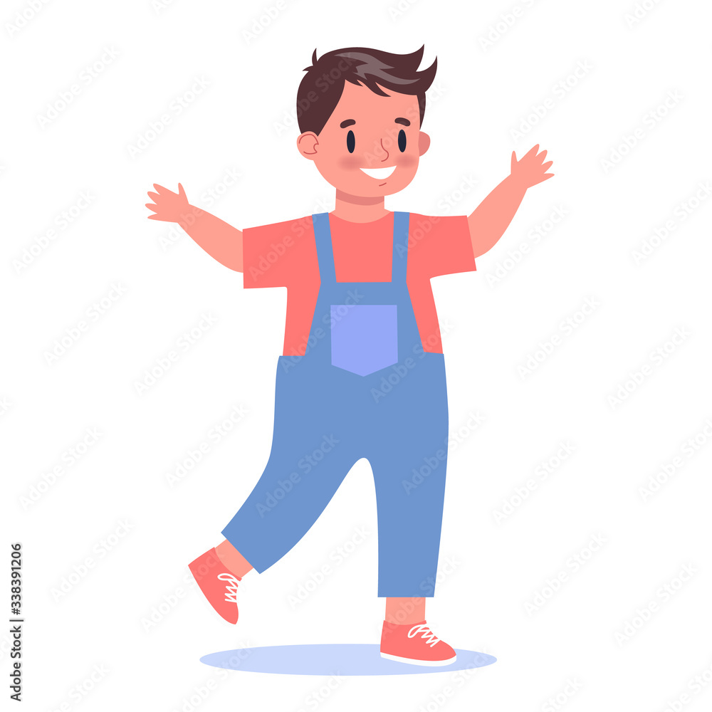 Cute little baby walking. One year old child. Kid in the blue clothes Cute little baby walking. One year old child. Kid in the blue clothes