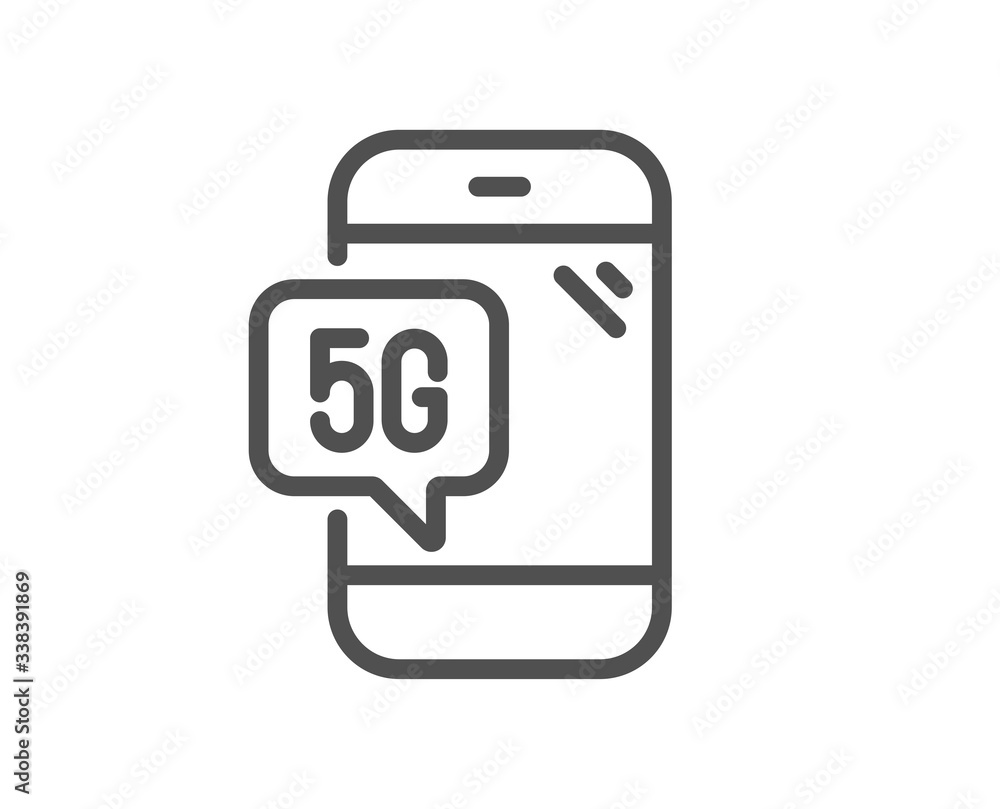 5g technology phone line icon. Wifi wireless network sign. Mobile data transmission symbol. Quality design element. Editable stroke. Linear style 5g phone icon. Vector 5g technology phone line icon. Wifi wireless network sign. Mobile data transmission symbol. Quality design element. Editable stroke. Linear style 5g phone icon. Vector